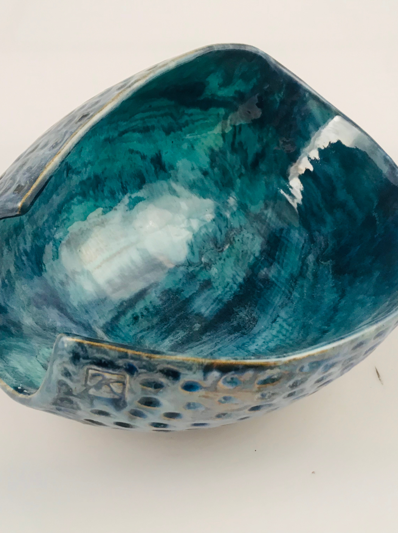 Ręcznie robiona miska ceramiczna Lazur w turkusowym szkliwie