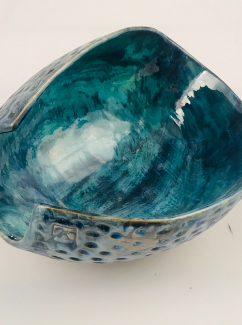 Ręcznie robiona miska ceramiczna Lazur w turkusowym szkliwie